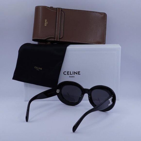 Celine CL40312U TRIOMPHE 01A Oval Sunglasses - Black/Grey - Picture 10 of 10